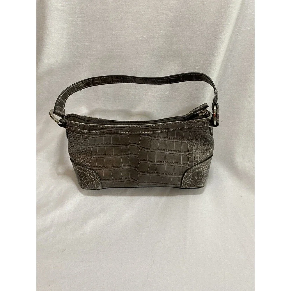 Tommy Hilfiger Small Bag Silver Purse Shoulder Bag Alligator Pattern